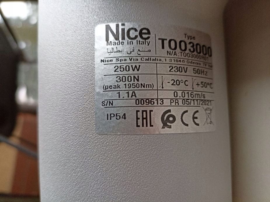 Siłownik NICE TOO 3000 230V